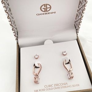 Giani Bernini 18K Rose Gold plated Sterling Silver Earrings Set of 2 pcs